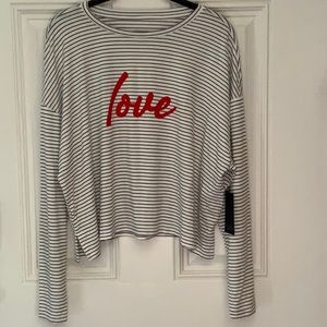 RACHEL Rachel Roy love oversized black/white striped shirt | Large NWOT